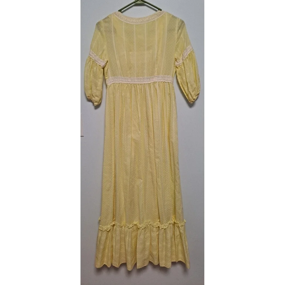 Vintage Yellow Two‎ Piece Jr's Lounge Craft Full Lenth Dress 70's Boho